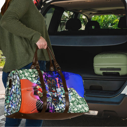 Personalized Adelaide Crow Football Travel Bag Tropical Hibiscus Flowers - Pacific Fusion Style