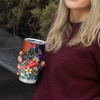 Personalized Adelaide Crow Football Tumbler Cup Tropical Hibiscus Flowers - Pacific Fusion Style