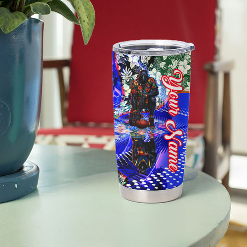 Personalized Adelaide Crow Football Tumbler Cup Tropical Hibiscus Flowers - Pacific Fusion Style