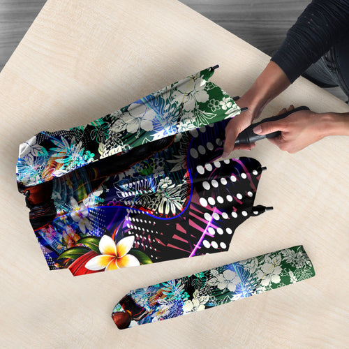 Personalized Adelaide Crow Football Umbrella Tropical Hibiscus Flowers - Pacific Fusion Style