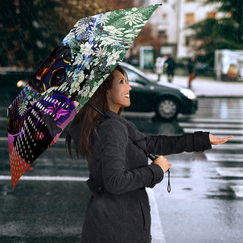 Personalized Adelaide Crow Football Umbrella Tropical Hibiscus Flowers - Pacific Fusion Style