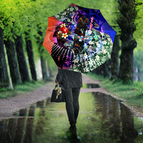 Personalized Adelaide Crow Football Umbrella Tropical Hibiscus Flowers - Pacific Fusion Style