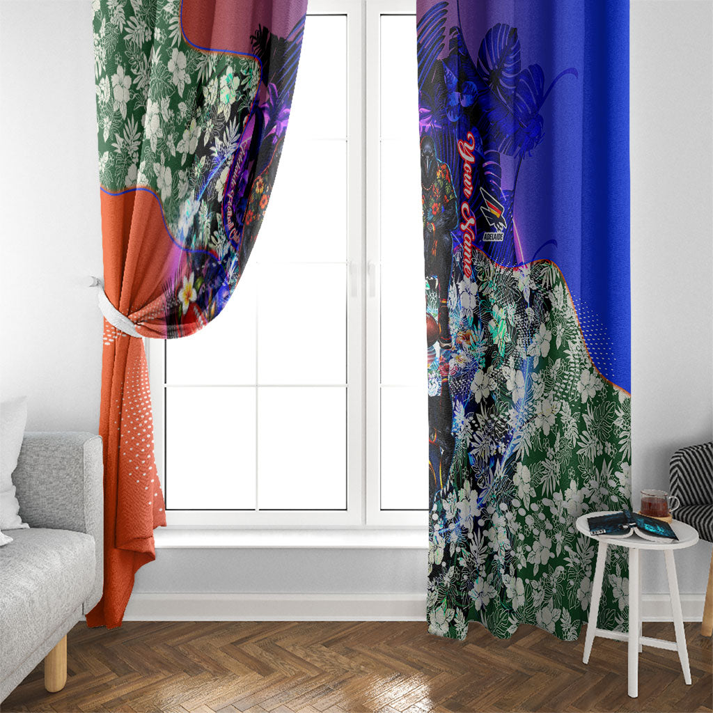 Personalized Adelaide Crow Football Window Curtain Tropical Hibiscus Flowers - Pacific Fusion Style