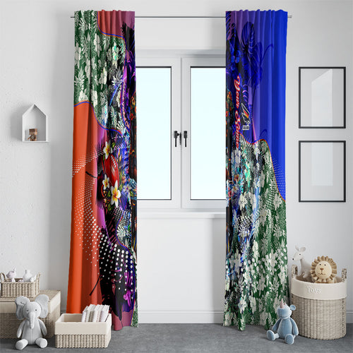 Personalized Adelaide Crow Football Window Curtain Tropical Hibiscus Flowers - Pacific Fusion Style