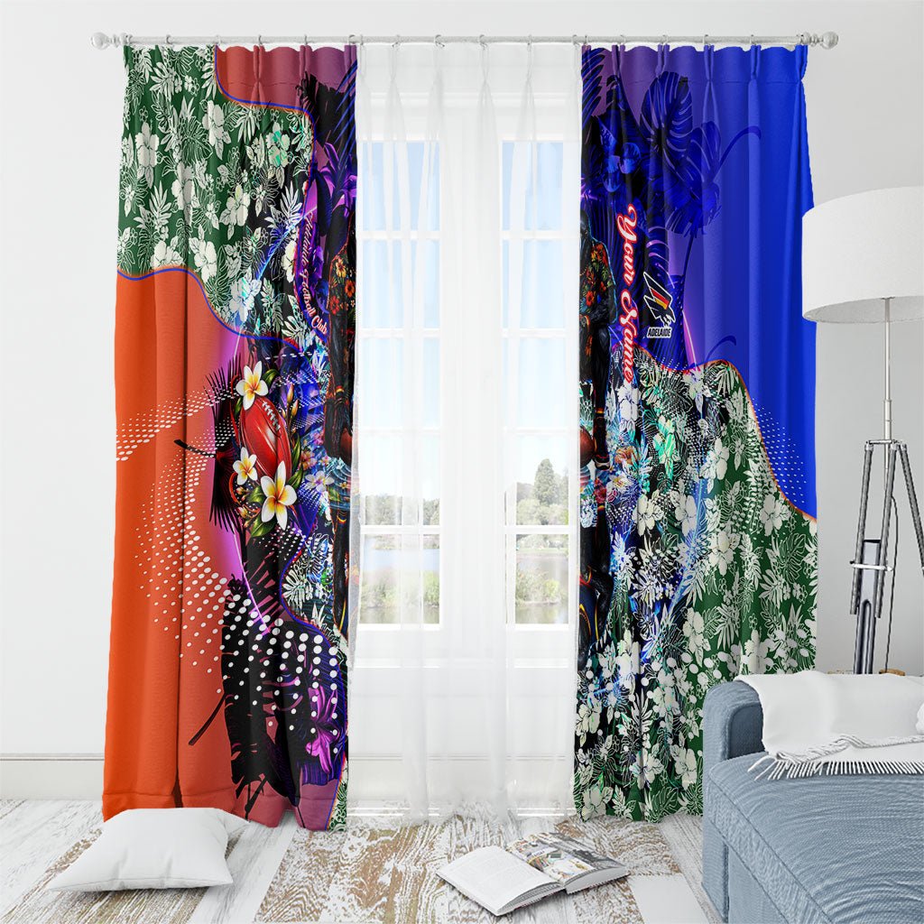 Personalized Adelaide Crow Football Window Curtain Tropical Hibiscus Flowers - Pacific Fusion Style