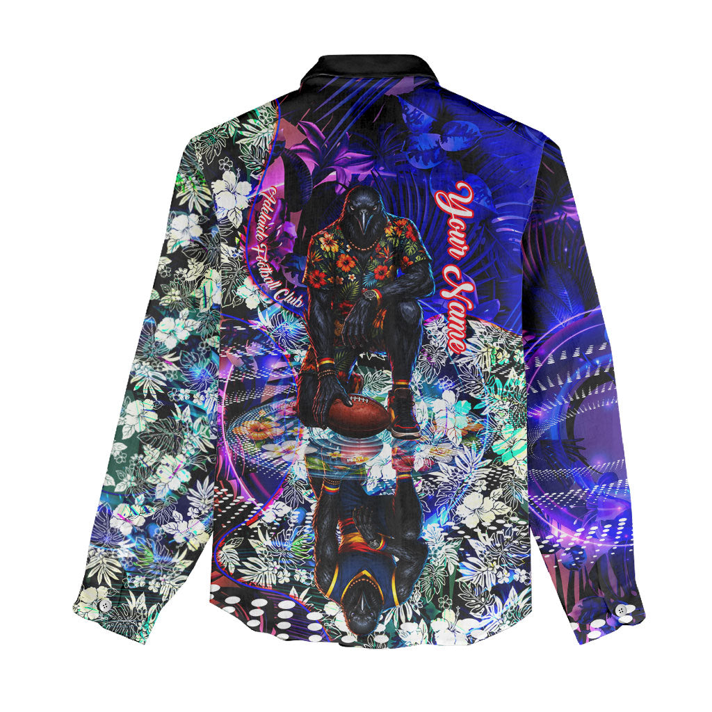 Personalized Adelaide Crow Football Women Casual Shirt Tropical Hibiscus Flowers - Pacific Fusion Style