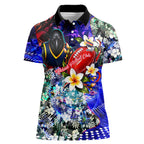 Personalized Adelaide Crow Football Women Polo Shirt Tropical Hibiscus Flowers - Pacific Fusion Style