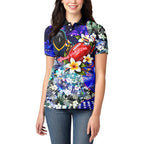 Personalized Adelaide Crow Football Women Polo Shirt Tropical Hibiscus Flowers - Pacific Fusion Style