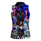 Personalized Adelaide Crow Football Women Sleeveless Polo Shirt Tropical Hibiscus Flowers - Pacific Fusion Style