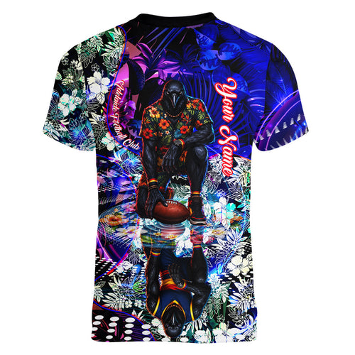 Personalized Adelaide Crow Football Women V-Neck T-Shirt Tropical Hibiscus Flowers - Pacific Fusion Style