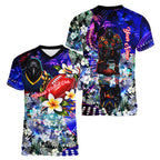 Personalized Adelaide Crow Football Women V-Neck T-Shirt Tropical Hibiscus Flowers - Pacific Fusion Style