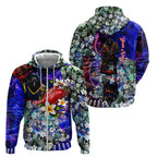 Personalized Adelaide Crow Football Zip Hoodie Tropical Hibiscus Flowers - Pacific Fusion Style