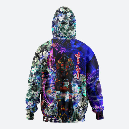 Personalized Adelaide Crow Football Zip Hoodie Tropical Hibiscus Flowers - Pacific Fusion Style