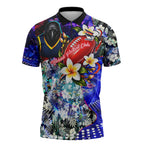 Personalized Adelaide Crow Football Zipper Polo Shirt Tropical Hibiscus Flowers - Pacific Fusion Style