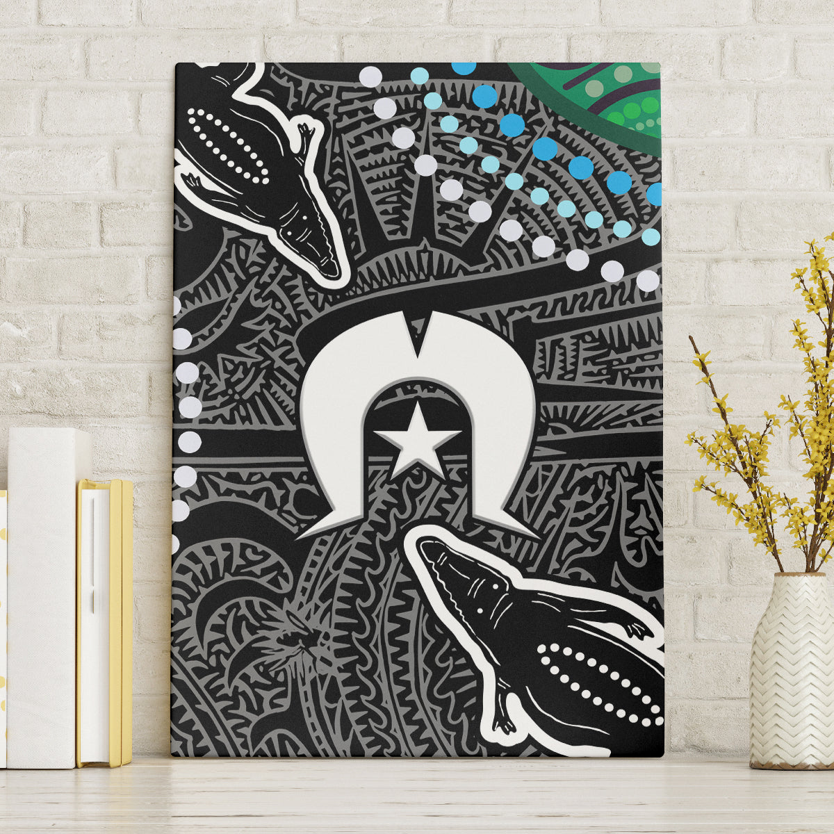 Torest Trait Islands Mix Crocodine Aboriginal Pattern Canvas Wall Art