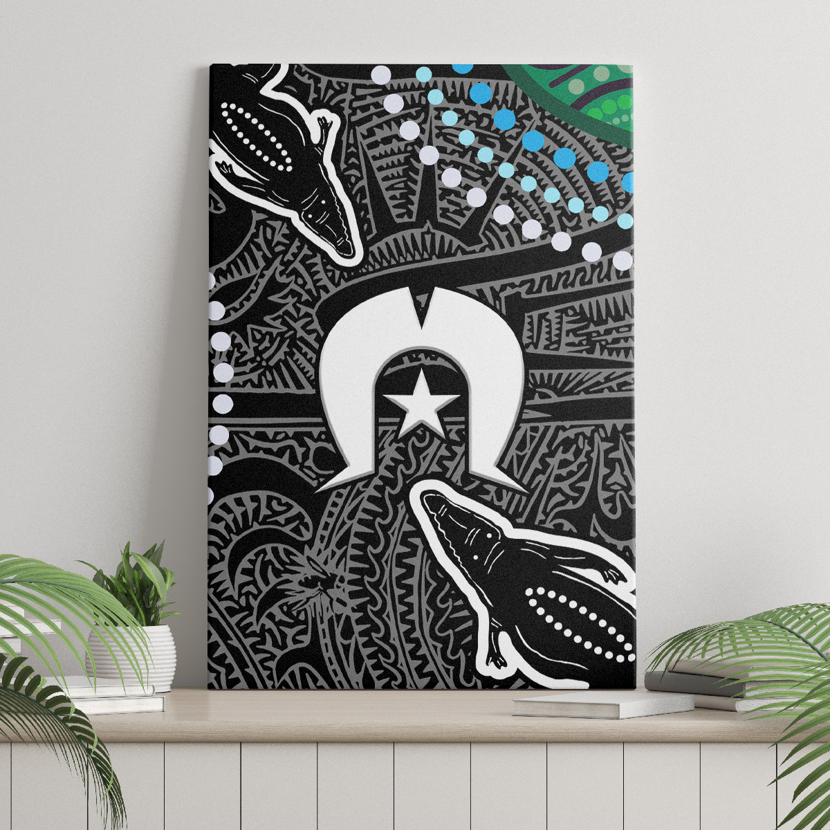 Torest Trait Islands Mix Crocodine Aboriginal Pattern Canvas Wall Art