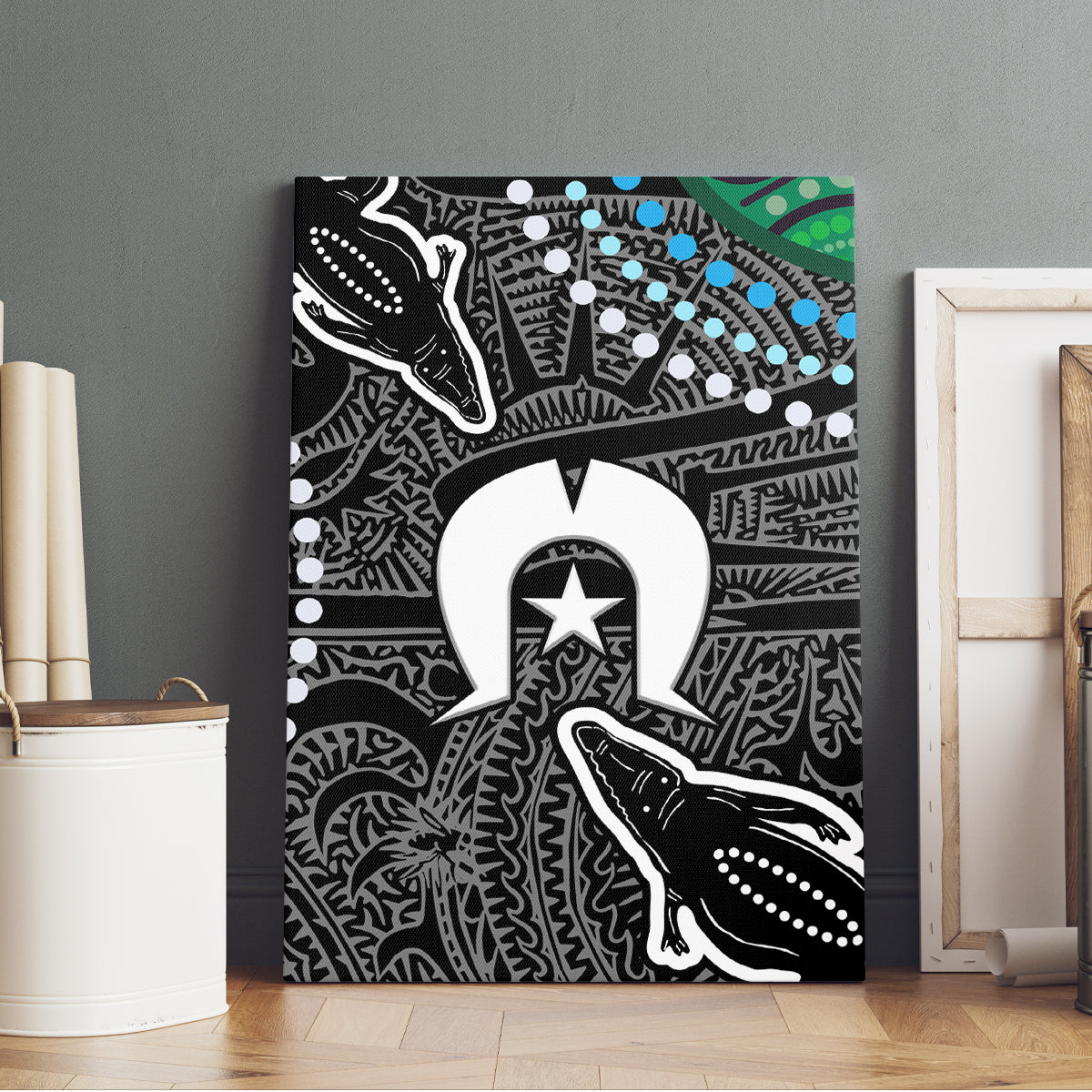 Torest Trait Islands Mix Crocodine Aboriginal Pattern Canvas Wall Art