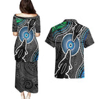 Torest Trait Islands Mix Crocodine Aboriginal Pattern Couples Matching Puletasi and Hawaiian Shirt