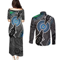 Torest Trait Islands Mix Crocodine Aboriginal Pattern Couples Matching Puletasi and Long Sleeve Button Shirt