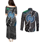 Torest Trait Islands Mix Crocodine Aboriginal Pattern Couples Matching Puletasi and Long Sleeve Button Shirt