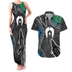 Torest Trait Islands Mix Crocodine Aboriginal Pattern Couples Matching Tank Maxi Dress and Hawaiian Shirt