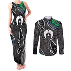 Torest Trait Islands Mix Crocodine Aboriginal Pattern Couples Matching Tank Maxi Dress and Long Sleeve Button Shirt