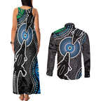 Torest Trait Islands Mix Crocodine Aboriginal Pattern Couples Matching Tank Maxi Dress and Long Sleeve Button Shirt