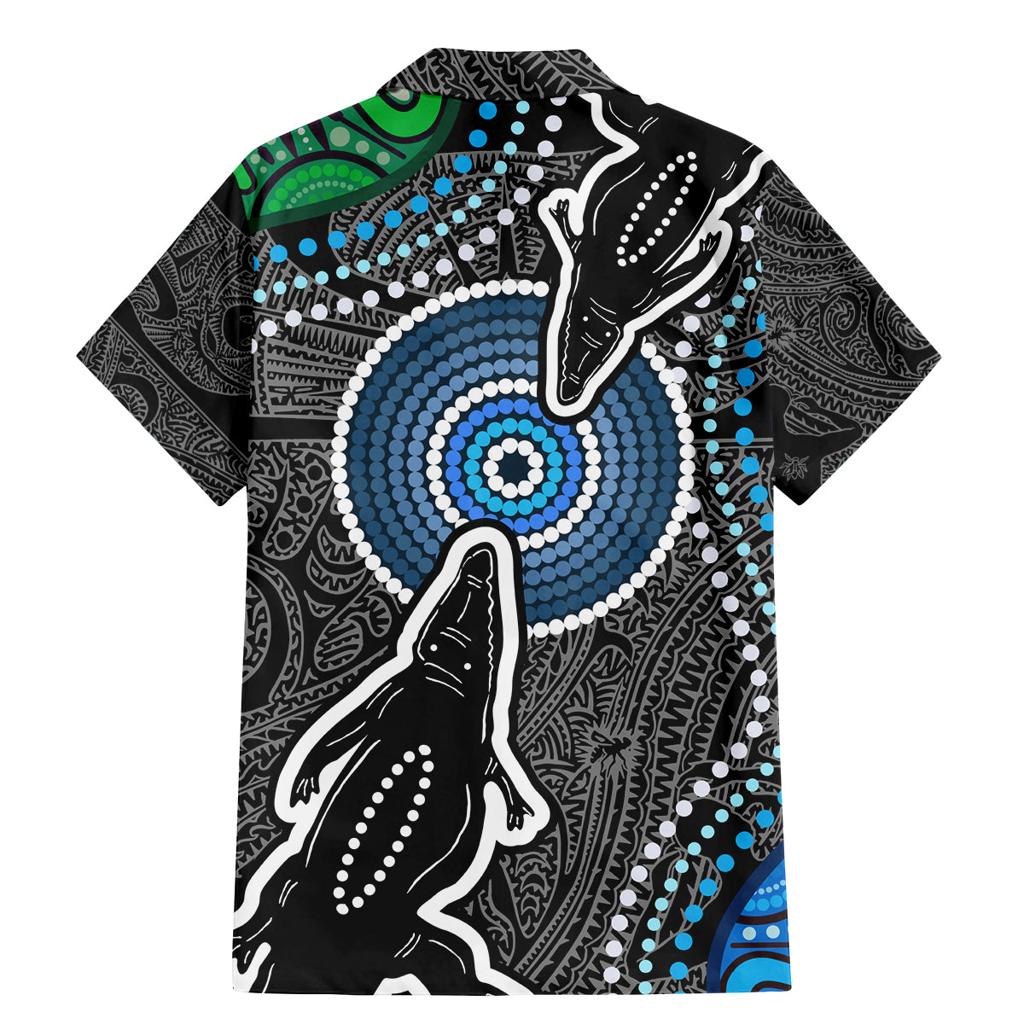 Torest Trait Islands Mix Crocodine Aboriginal Pattern Family Matching Mermaid Dress and Hawaiian Shirt