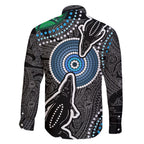 Torest Trait Islands Mix Crocodine Aboriginal Pattern Family Matching Off Shoulder Maxi Dress and Hawaiian Shirt