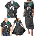 Torest Trait Islands Mix Crocodine Aboriginal Pattern Family Matching Puletasi and Hawaiian Shirt