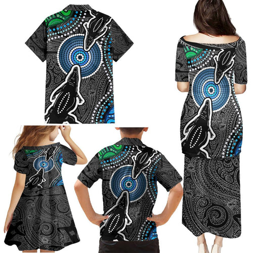 Torest Trait Islands Mix Crocodine Aboriginal Pattern Family Matching Puletasi and Hawaiian Shirt