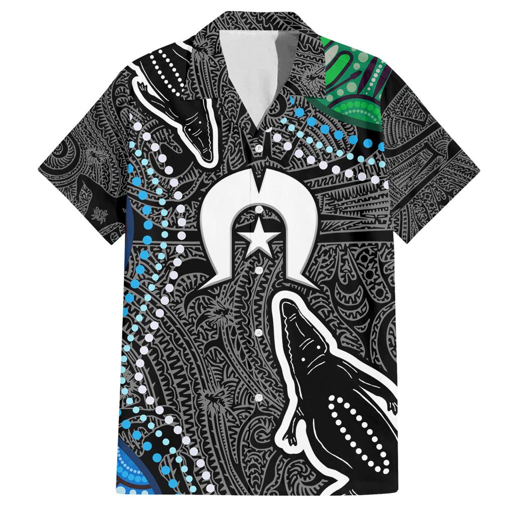 Torest Trait Islands Mix Crocodine Aboriginal Pattern Family Matching Puletasi and Hawaiian Shirt