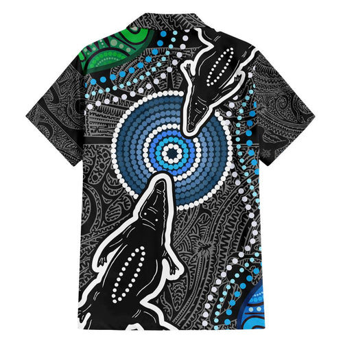 Torest Trait Islands Mix Crocodine Aboriginal Pattern Family Matching Puletasi and Hawaiian Shirt