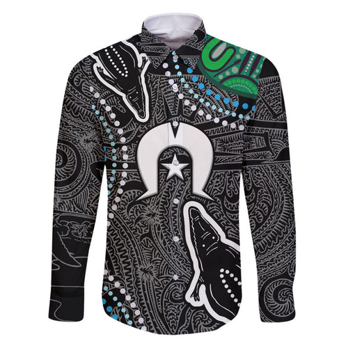 Torest Trait Islands Mix Crocodine Aboriginal Pattern Family Matching Puletasi and Hawaiian Shirt