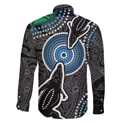 Torest Trait Islands Mix Crocodine Aboriginal Pattern Family Matching Short Sleeve Bodycon Dress and Hawaiian Shirt