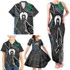 Torest Trait Islands Mix Crocodine Aboriginal Pattern Family Matching Tank Maxi Dress and Hawaiian Shirt