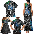 Torest Trait Islands Mix Crocodine Aboriginal Pattern Family Matching Tank Maxi Dress and Hawaiian Shirt