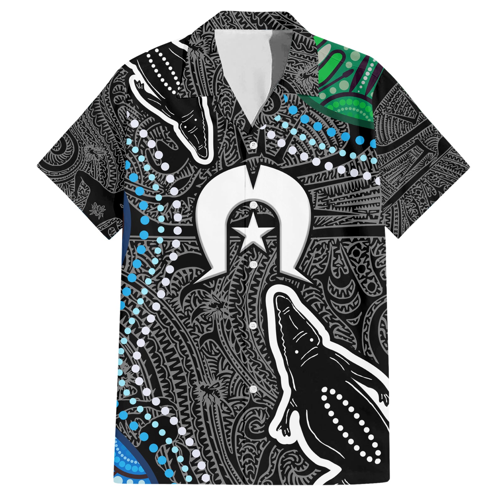 Torest Trait Islands Mix Crocodine Aboriginal Pattern Hawaiian Shirt