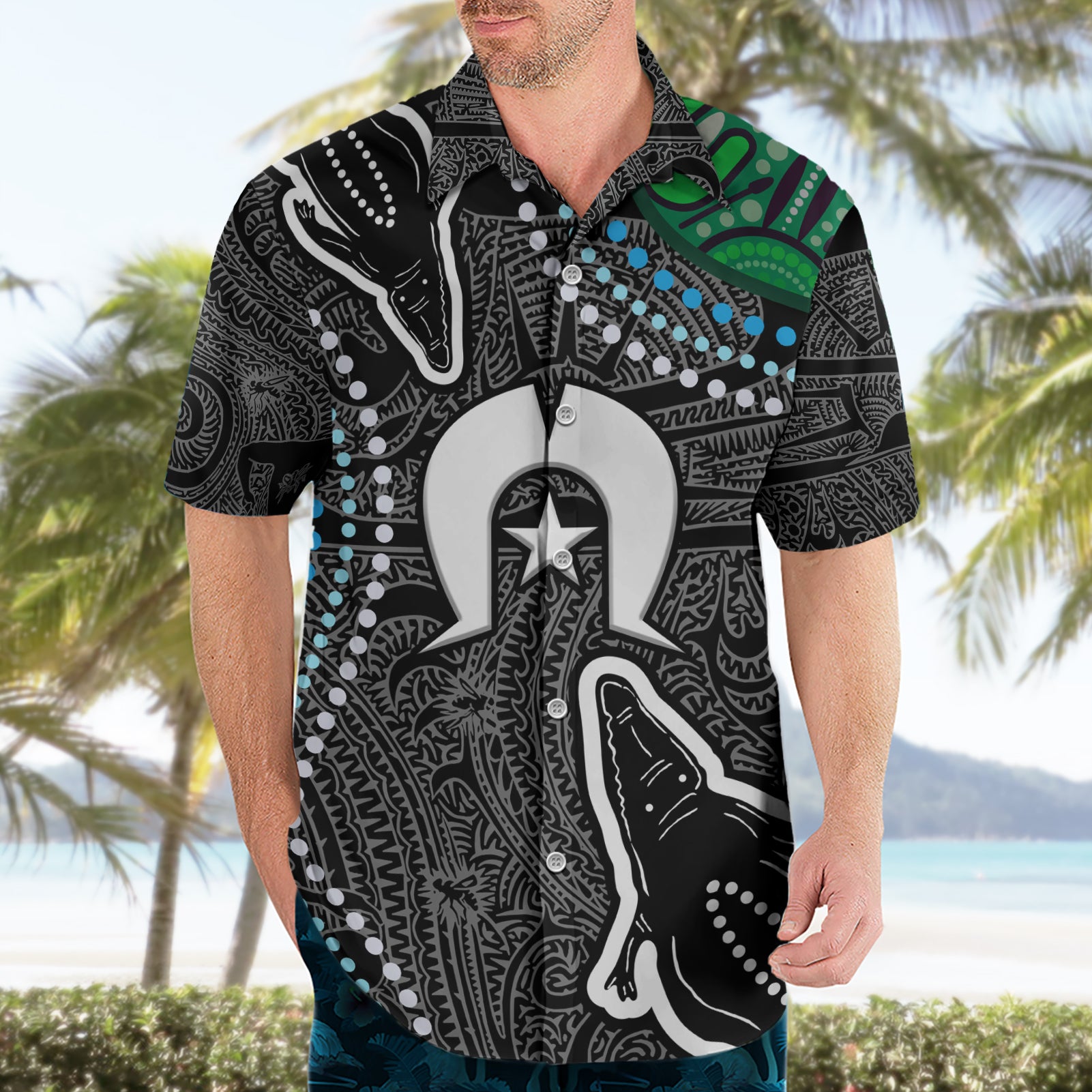 Torest Trait Islands Mix Crocodine Aboriginal Pattern Hawaiian Shirt