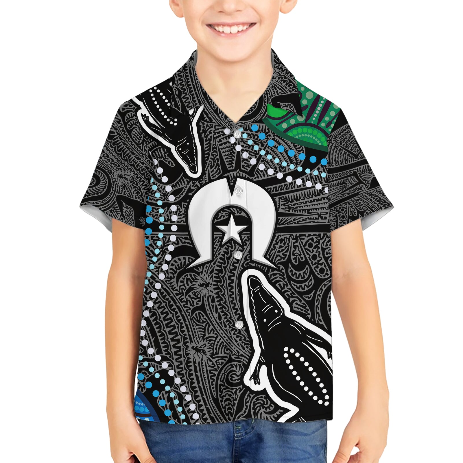 Torest Trait Islands Mix Crocodine Aboriginal Pattern Hawaiian Shirt