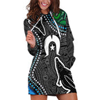 Torest Trait Islands Mix Crocodine Aboriginal Pattern Hoodie Dress