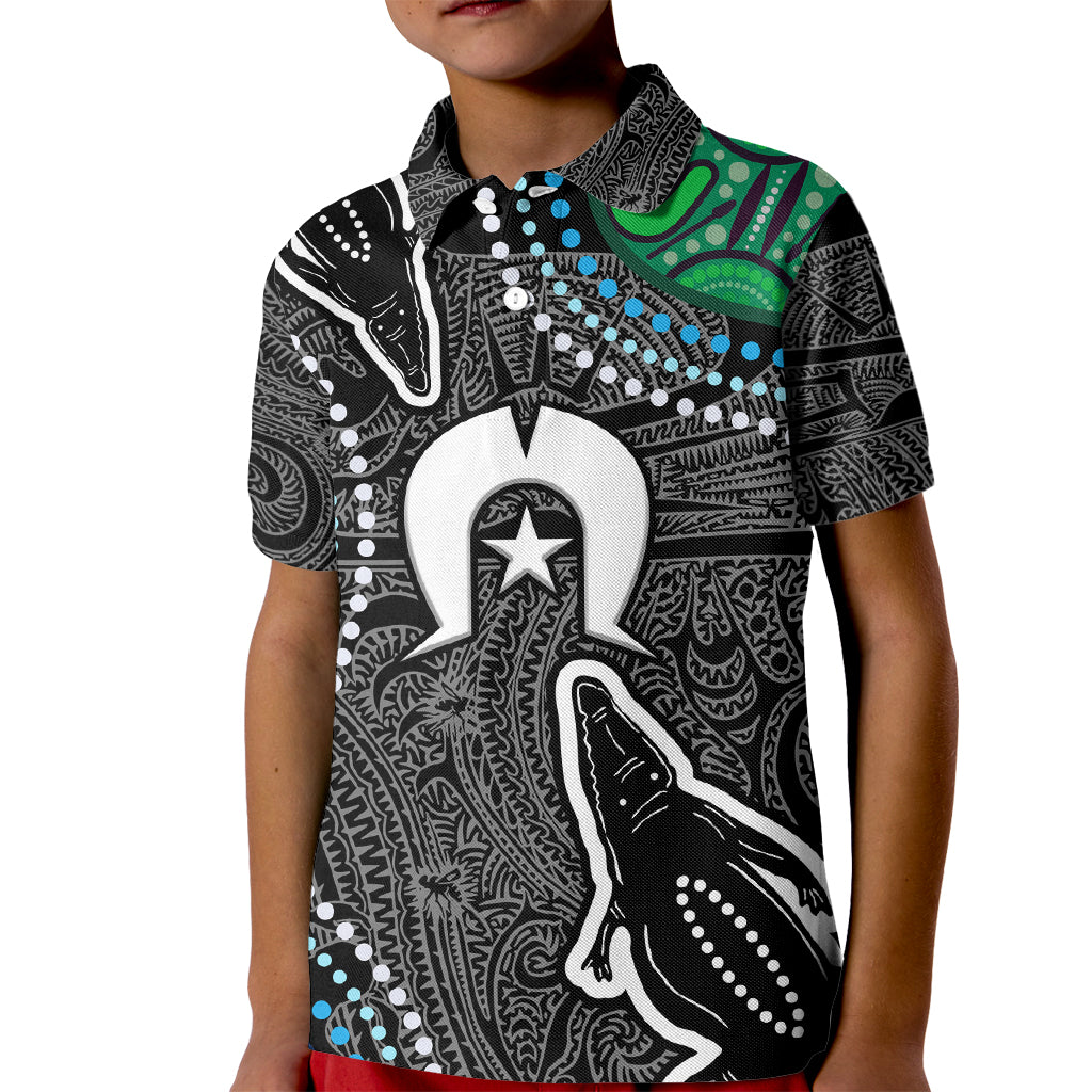 Torest Trait Islands Mix Crocodine Aboriginal Pattern Kid Polo Shirt
