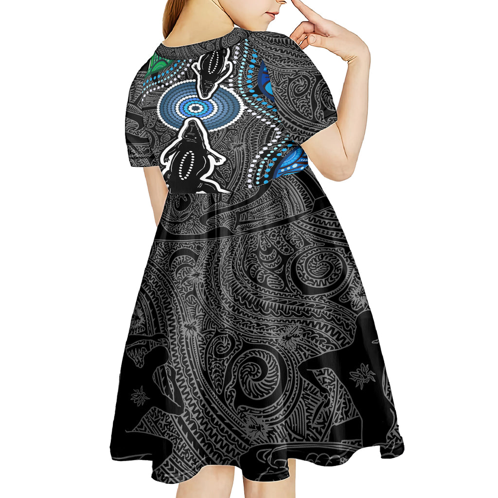 Torest Trait Islands Mix Crocodine Aboriginal Pattern Kid Short Sleeve Dress