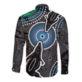 Torest Trait Islands Mix Crocodine Aboriginal Pattern Long Sleeve Button Shirt