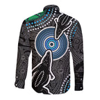 Torest Trait Islands Mix Crocodine Aboriginal Pattern Long Sleeve Button Shirt