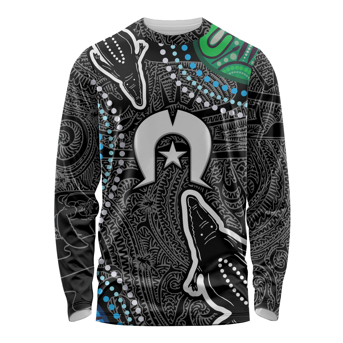Torest Trait Islands Mix Crocodine Aboriginal Pattern Long Sleeve Shirt