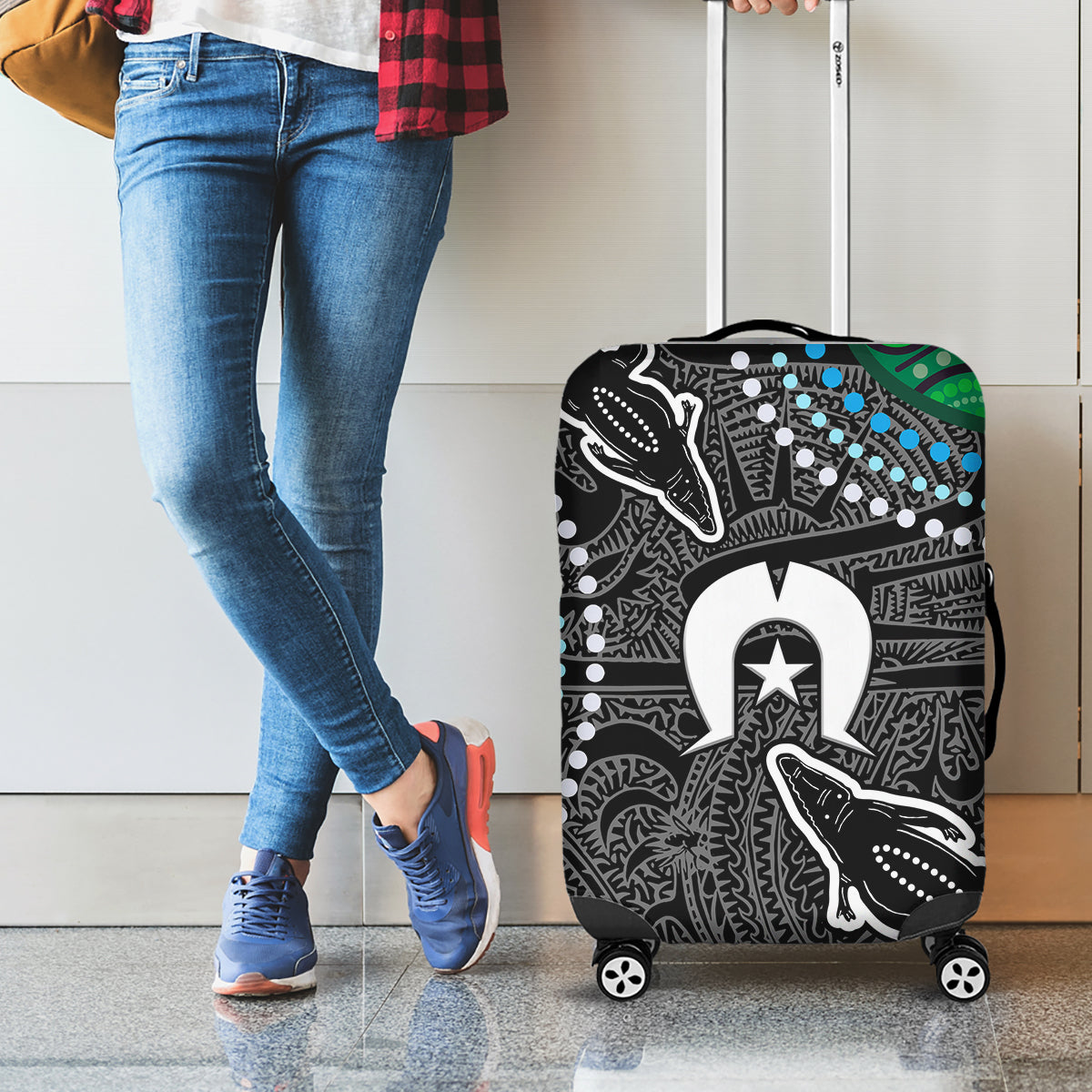 Torest Trait Islands Mix Crocodine Aboriginal Pattern Luggage Cover
