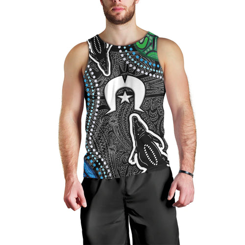 Torest Trait Islands Mix Crocodine Aboriginal Pattern Men Tank Top