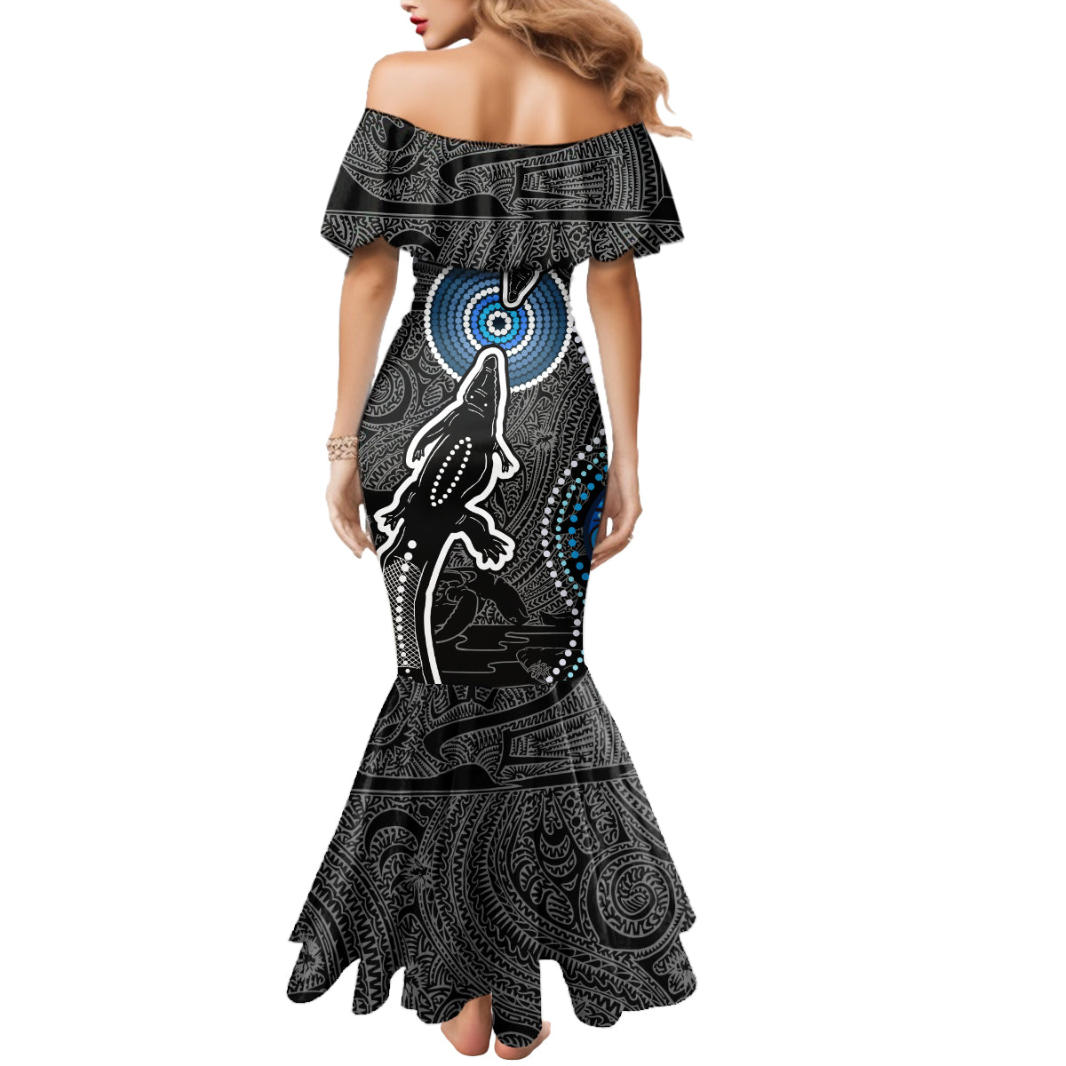 Torest Trait Islands Mix Crocodine Aboriginal Pattern Mermaid Dress