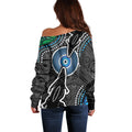 Torest Trait Islands Mix Crocodine Aboriginal Pattern Off Shoulder Sweater